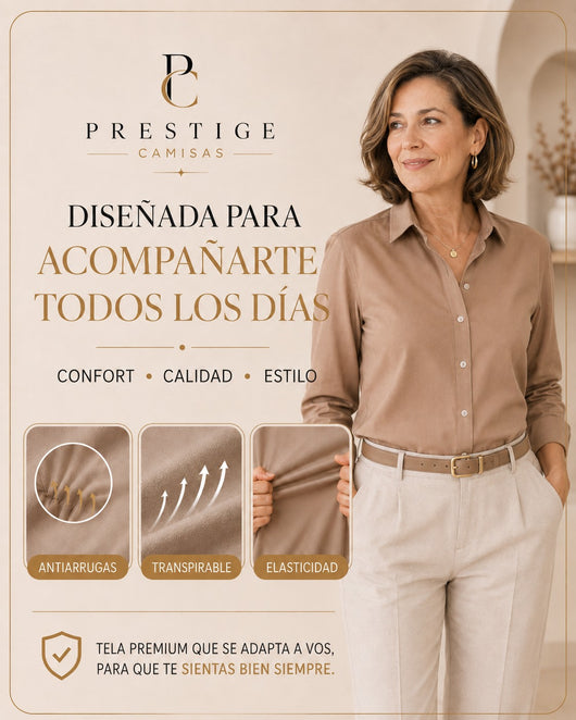 Prestige | Camisa Femenina Elastizada Antiarrugas Colores